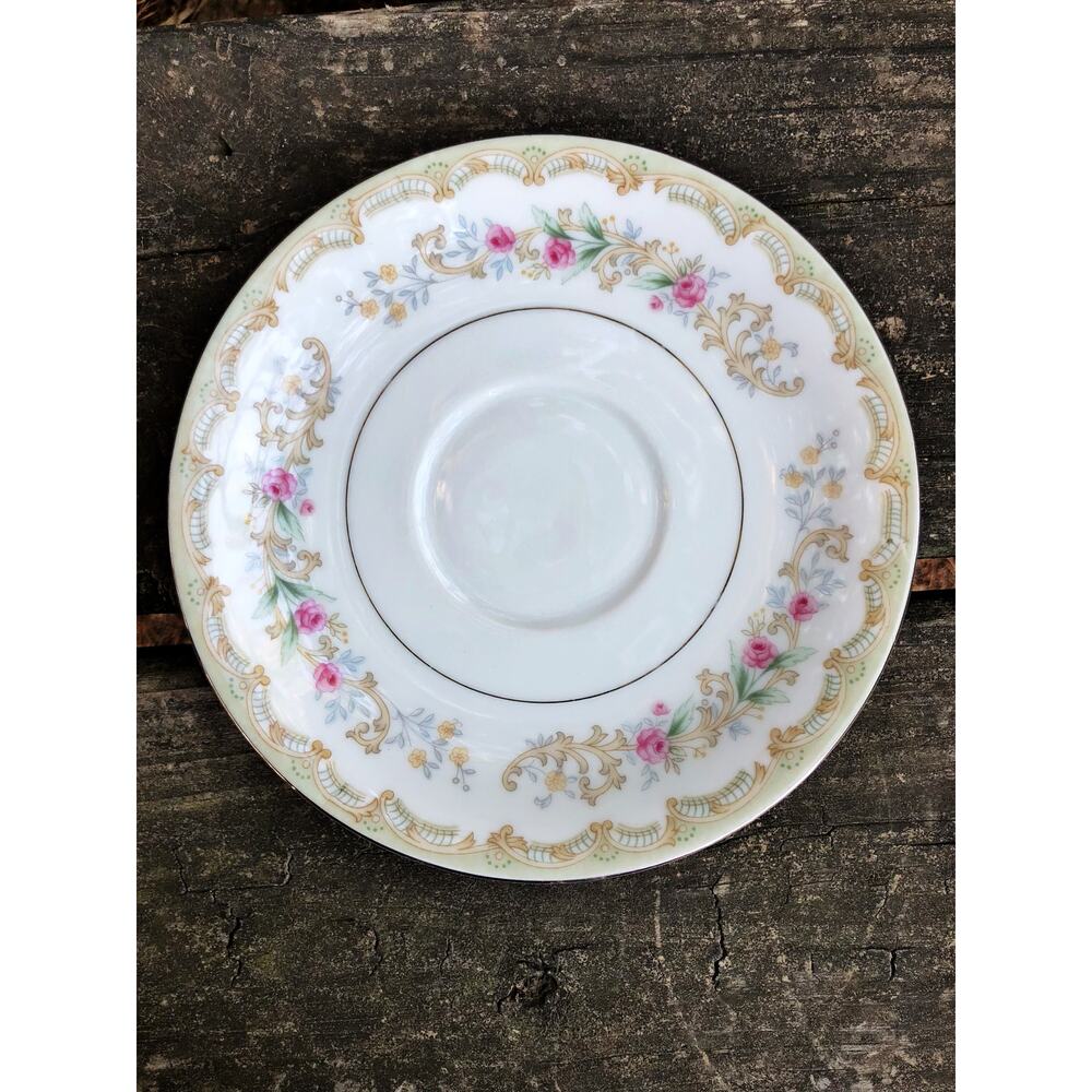 vintage Meito china Kenwood gray green floral sprays Saucer plate made in Japan